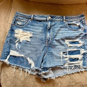 American Eagle Outfitters Blue Distressed Jean Shorts